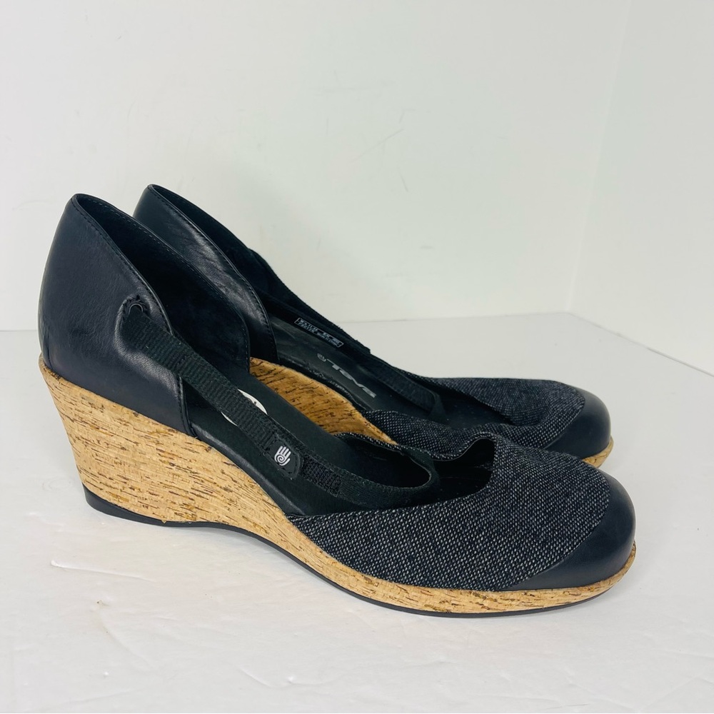 Teva Riviera Mary Jane Cork Heeled Wedge Tweed Shoes Womens 11.5 New